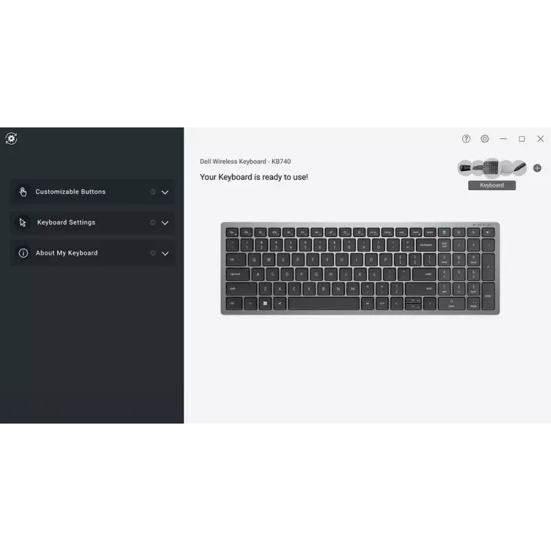 Teclado DELL KB740 Office RF Wireless + Bluetooth QWERTY US International gris negro