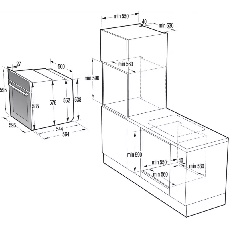Horno Gorenje BO3CO4L02 1 BOS67371CLB PL_ILCL, grande, eléctrico, 77 L, 2300 W, 77 L, 2300 W