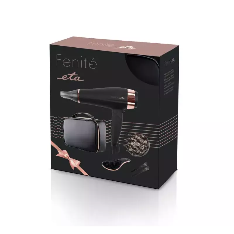 Secador de pelo ETA ETA732090020 2200 W, iónico, aire frío, 3 niveles de calor, 2 velocidades, negro