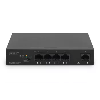 DIGITUS Switch PoE 4+1 puertos Ethernet No gestionado 4 puertos PoE,