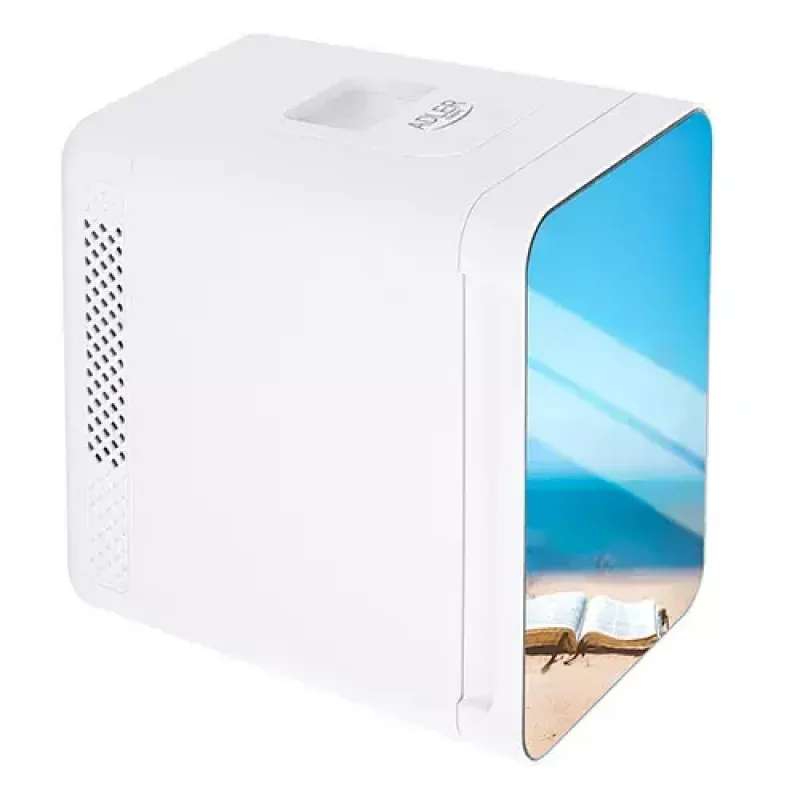Mininevera independiente Adler AD 8085, 4 L, apertura derecha, puerta con espejo, 220–240 V/12 V