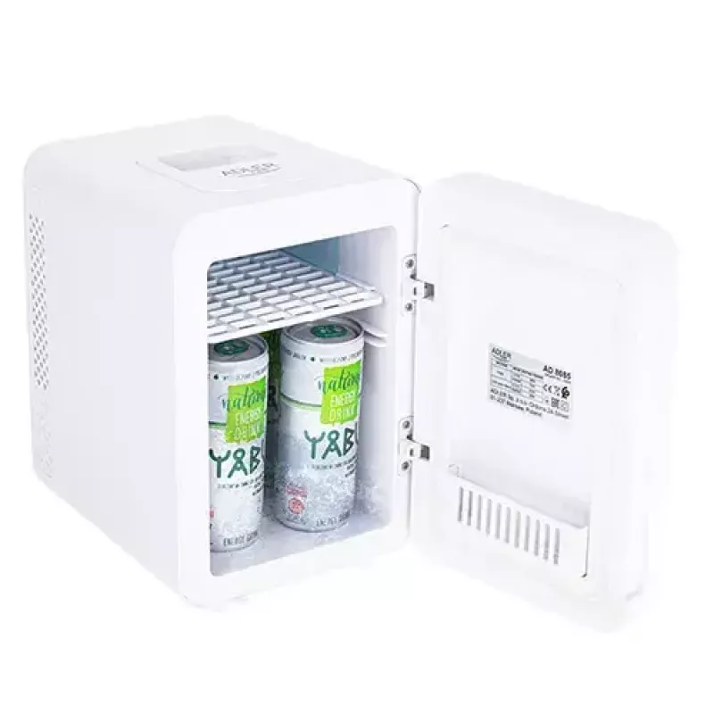 Mininevera independiente Adler AD 8085, 4 L, apertura derecha, puerta con espejo, 220–240 V/12 V