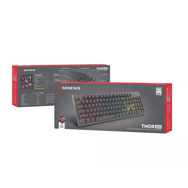 GENESIS Thor 303 Teclado Gaming USB QWERTY US International Negro