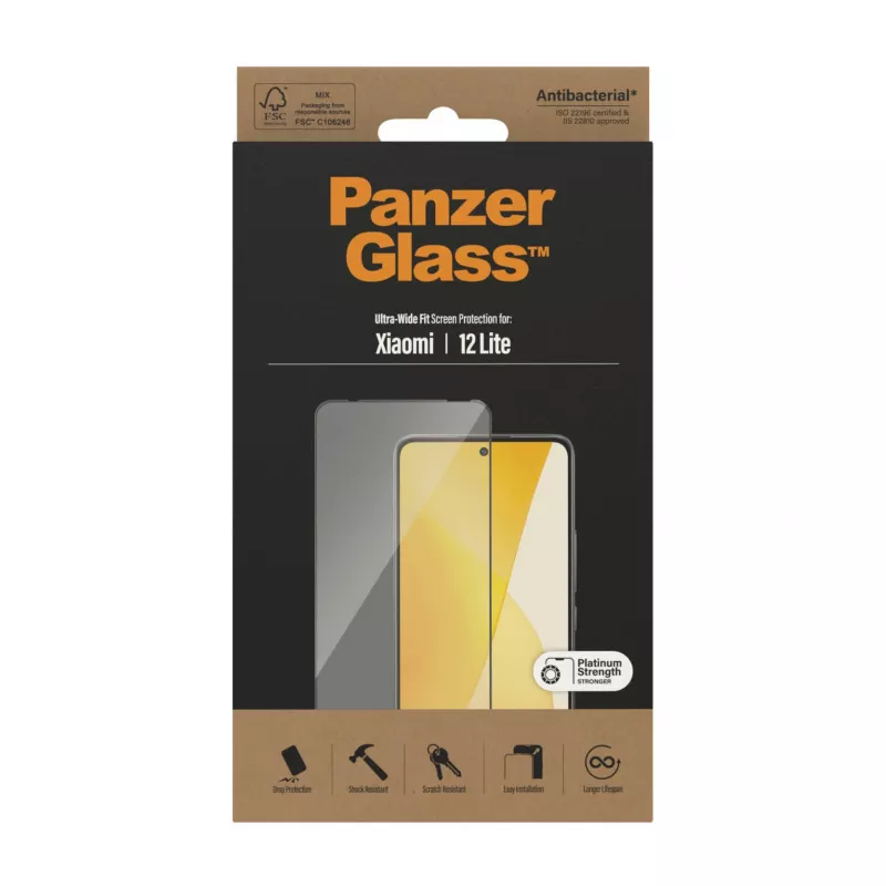Protector de pantalla PanzerGlass Xiaomi 12 Lite Ultra-Wide Fit, resistente a arañazos y golpes