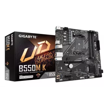 Placa base GIGABYTE B550M K - CPU AMD Ryzen 5000, hasta 4733MHz DDR4, 1xPCIe 4.0 + 1xPCIe 3.0 M.2, 1GbE LAN, USB 3.2 Gen 1