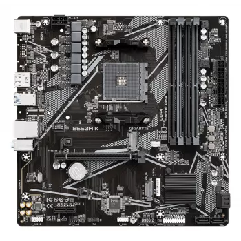 Placa base GIGABYTE B550M K - CPU AMD Ryzen 5000, hasta 4733MHz DDR4, 1xPCIe 4.0 + 1xPCIe 3.0 M.2, 1GbE LAN, USB 3.2 Gen 1