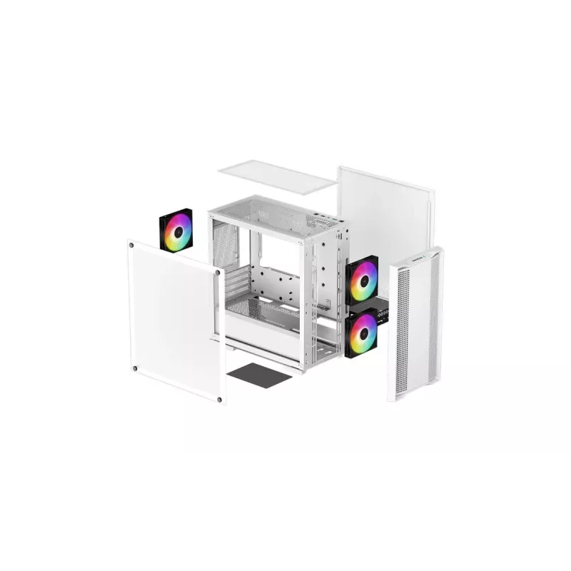 Caja de PC DeepCool CC360 WH ARGB Mini Tower blanca — Micro-ATX/Mini-ITX, cristal templado, 2x 3,5