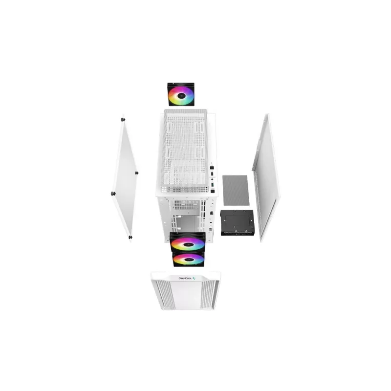 Caja de PC DeepCool CC360 WH ARGB Mini Tower blanca — Micro-ATX/Mini-ITX, cristal templado, 2x 3,5