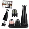 Adler AD 4449B set de molinillos eléctricos de sal y pimienta, 3 molinillos, muelas de cerámica, carga USB-C, batería de litio, 7 W, 150 ml, negro mate