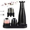 Adler AD 4449B set de molinillos eléctricos de sal y pimienta, 3 molinillos, muelas de cerámica, carga USB-C, batería de litio, 7 W, 150 ml, negro mate