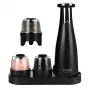Adler AD 4449B set de molinillos eléctricos de sal y pimienta, 3 molinillos, muelas de cerámica, carga USB-C, batería de litio, 7 W, 150 ml, negro mate