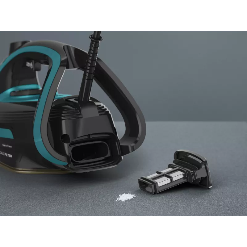 Plancha de vapor Tefal Puregliss FV8066 suela Durilium AirGlide Autoclean 3000 W negra, azul