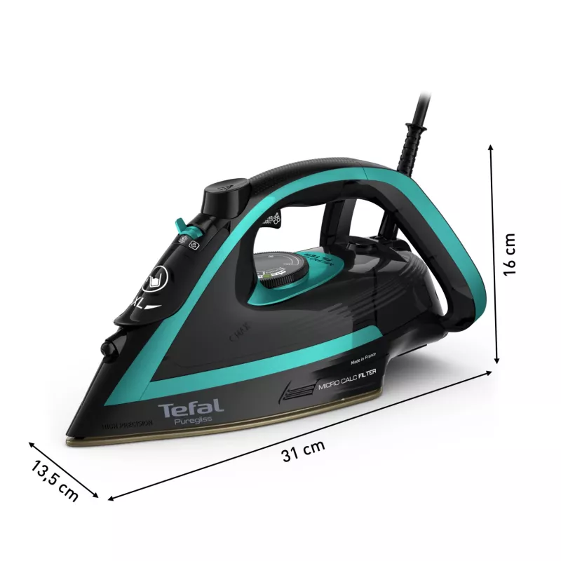 Plancha de vapor Tefal Puregliss FV8066 suela Durilium AirGlide Autoclean 3000 W negra, azul
