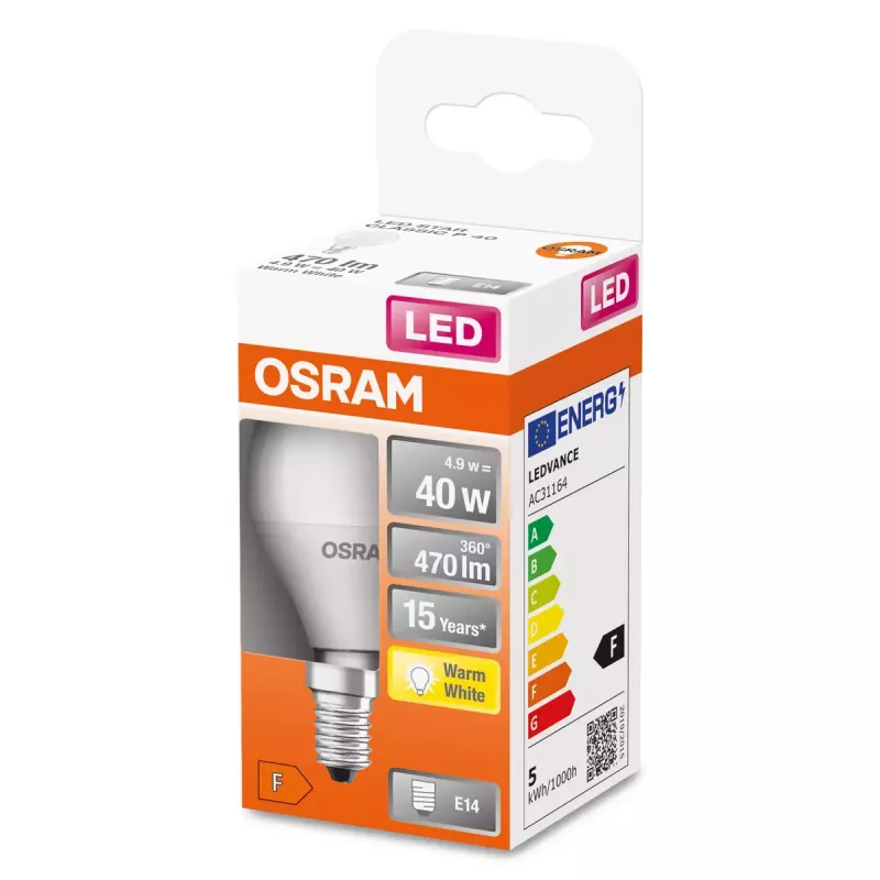 Lámpara LED Osram STAR 5W E14 Blanco cálido 2700K 470lm 15000h