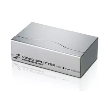 ATEN Splitter de vídeo VGA de 2 puertos (350 MHz), VGA, 2x VGA, 1920 x 1440 píxeles, Plata, Metal, 30 m
