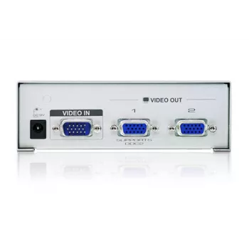 ATEN Splitter de vídeo VGA de 2 puertos (350 MHz), VGA, 2x VGA, 1920 x 1440 píxeles, Plata, Metal, 30 m