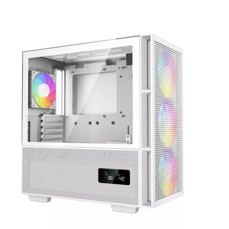 DeepCool CH560 Digital WH caja de PC Mid-Tower, E-ATX/ATX, cristal templado, 3 ventiladores ARGB de 140 mm, pantalla de estado digital, USB-C, blanca