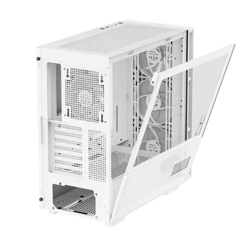 DeepCool CH560 Digital WH caja de PC Mid-Tower, E-ATX/ATX, cristal templado, 3 ventiladores ARGB de 140 mm, pantalla de estado digital, USB-C, blanca