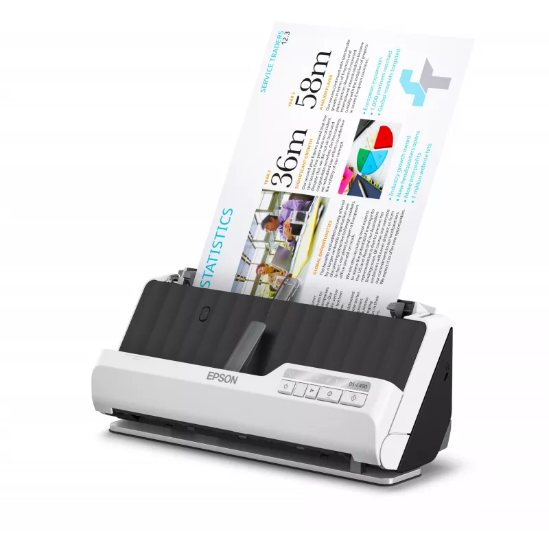 Epson DS-C490 escáner de alimentación ADF + 600 x 600 DPI A4 negro, blanco