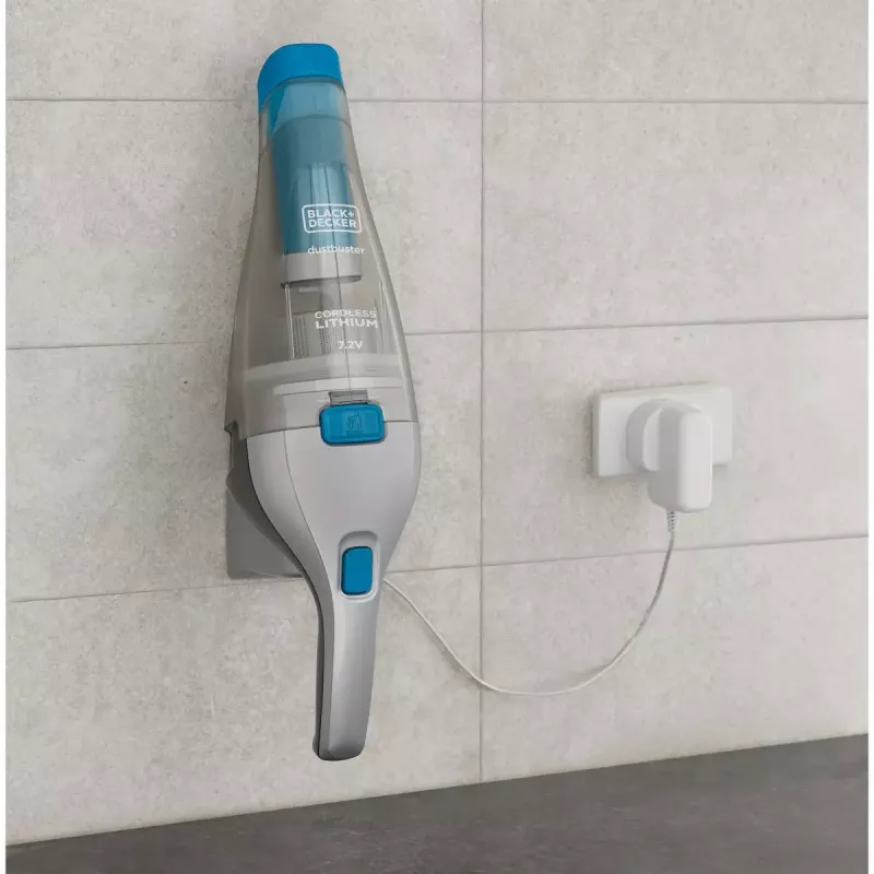 Black & Decker NVC215WA-QW DustBuster aspirador de mano inalámbrico, capacidad de polvo 0,3 l, 1500 mAh de iones de litio, filtro lavable, azul/gris