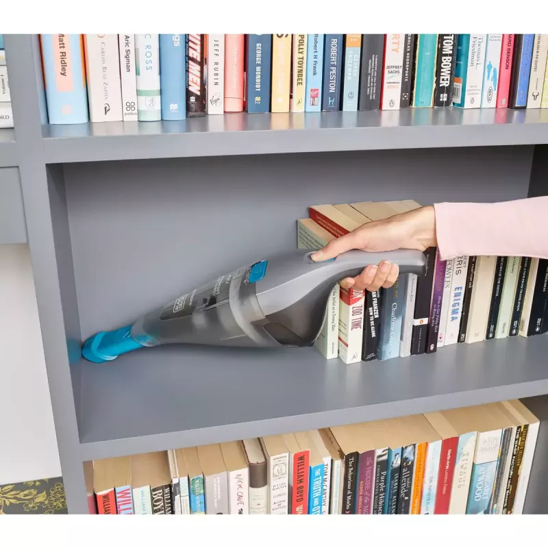 Black & Decker NVC215WA-QW DustBuster aspirador de mano inalámbrico, capacidad de polvo 0,3 l, 1500 mAh de iones de litio, filtro lavable, azul/gris