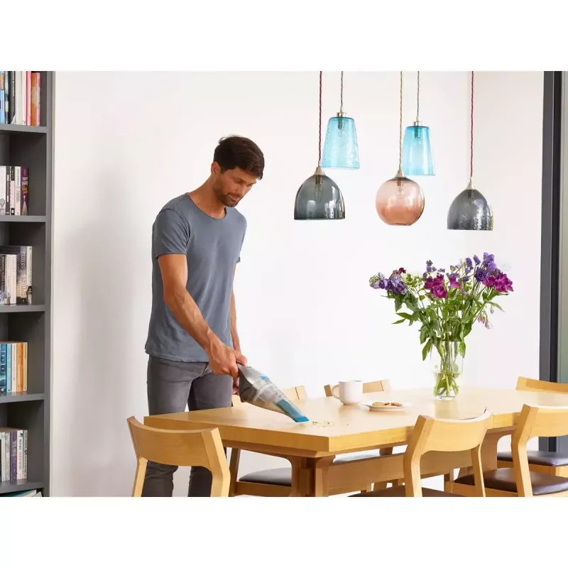 Black & Decker NVC215WA-QW DustBuster aspirador de mano inalámbrico, capacidad de polvo 0,3 l, 1500 mAh de iones de litio, filtro lavable, azul/gris