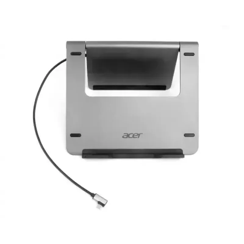 Acer HP.DSCAB.012 soporte para portátil con docking 5 en 1 (USB-C, HDMI, 3x USB-A), para portátiles de 11,6 a 15,6 pulgadas, aluminio, plateado, 270 x 45 x 300 mm