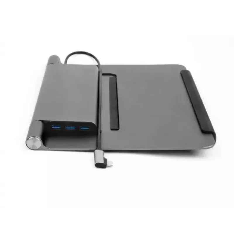 Acer HP.DSCAB.012 soporte para portátil con docking 5 en 1 (USB-C, HDMI, 3x USB-A), para portátiles de 11,6 a 15,6 pulgadas, aluminio, plateado, 270 x 45 x 300 mm