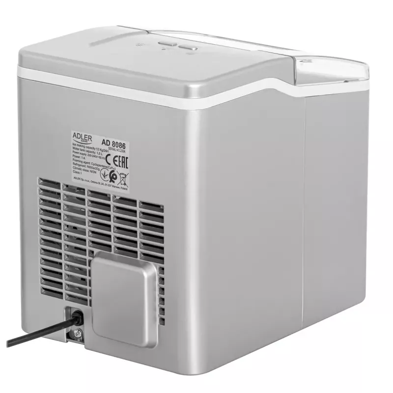 Máquina de cubitos de hielo Adler AD 8086 Potencia 100 W Plata