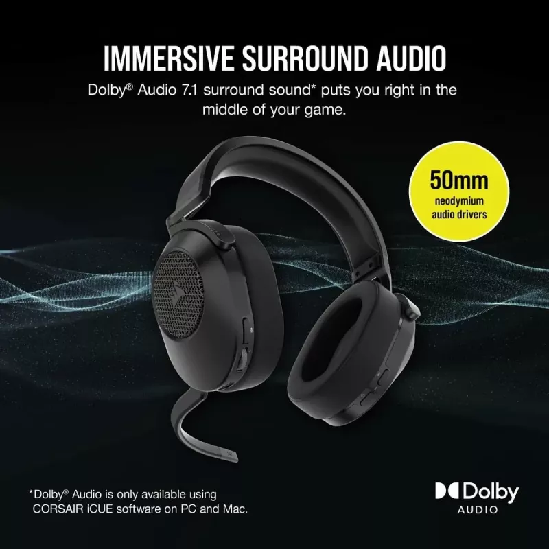 CORSAIR Auriculares gaming HS65 - Wireless - Carbon