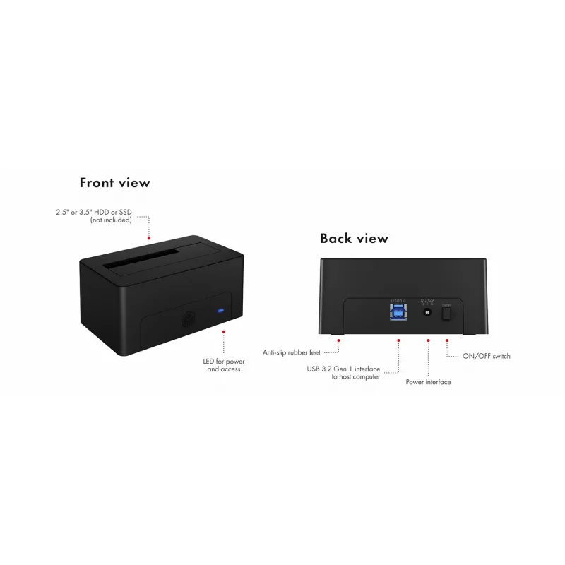 ICY BOX IB-1121-U3 USB 3.2 Gen 1 (3.1 Gen 1) Type-A Negro