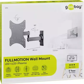 Goobay Soporte de pared para TV Basic FULLMOTION (S) 15 kg 23-42