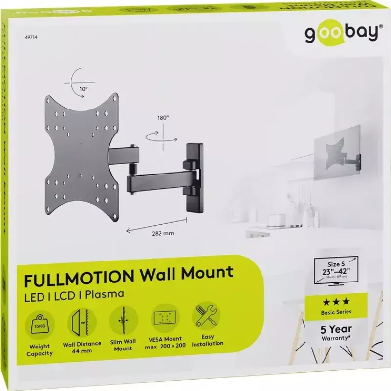 Goobay Soporte de pared para TV Basic FULLMOTION (S) 15 kg 23-42
