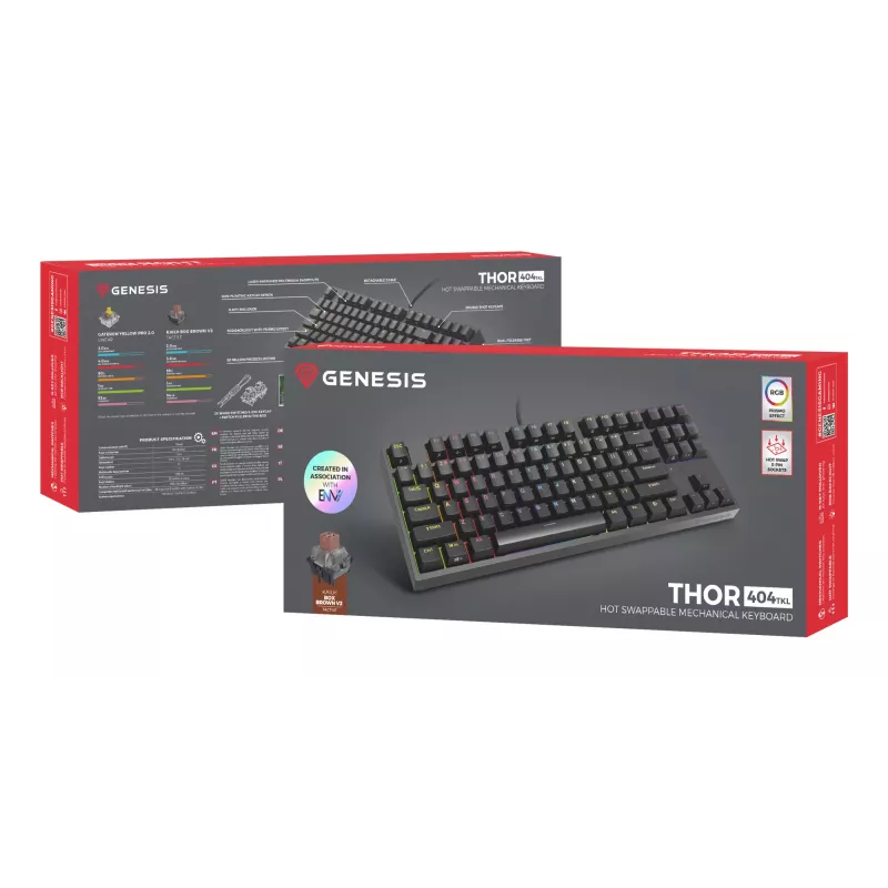GENESIS Thor 404 TKL Teclado Gaming USB QWERTY US-Inglés Negro