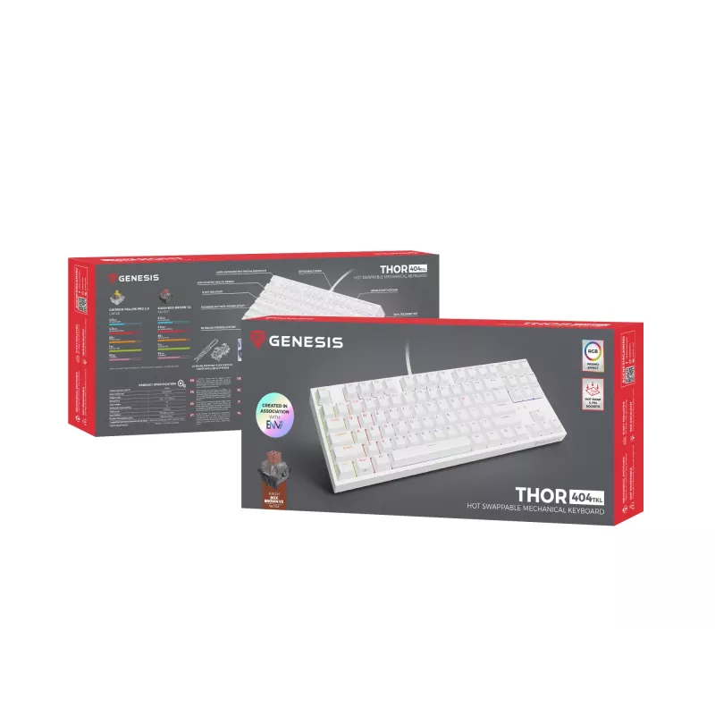 GENESIS Thor 404 TKL Teclado Gaming USB QWERTY US International Blanco