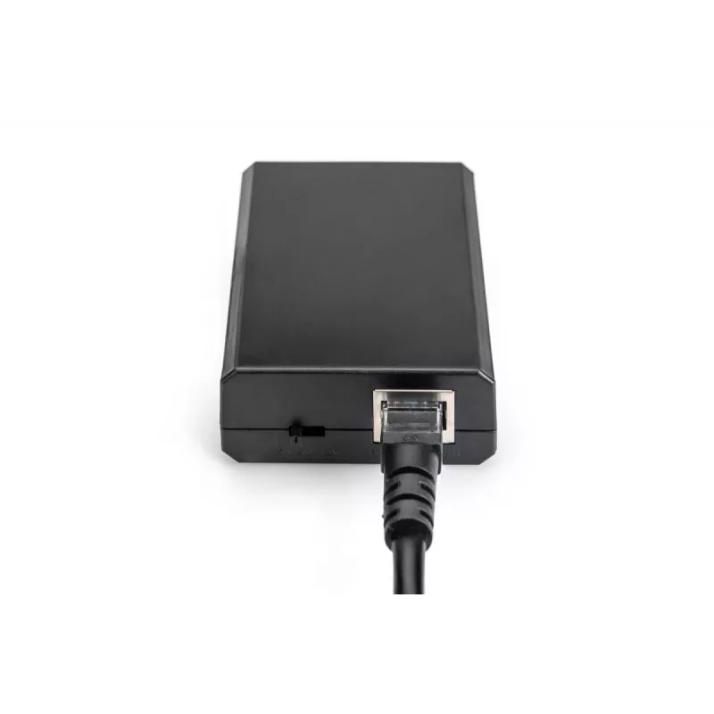 DIGITUS Splitter Gigabit PoE+, 10/100/1000 Mbit/s, 24 W Entrada: 802.3at PoE, Salida: 5V/2A, 9V/2A, 12V/2A, Carcasa de plástico, negro