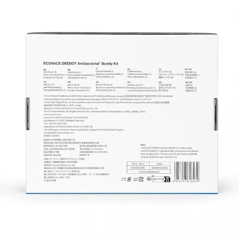 Kit de accesorios Ecovacs DKT060099 para robot aspirador Negro 6 uds.