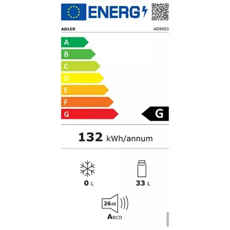 Enfriador de vino termoeléctrico Adler AD 8083 — 12 botellas, de libre instalación, negro, 33 L, 12–18 °C