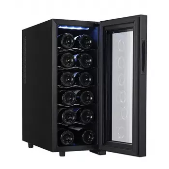 Enfriador de vino termoeléctrico Adler AD 8083 — 12 botellas, de libre instalación, negro, 33 L, 12–18 °C