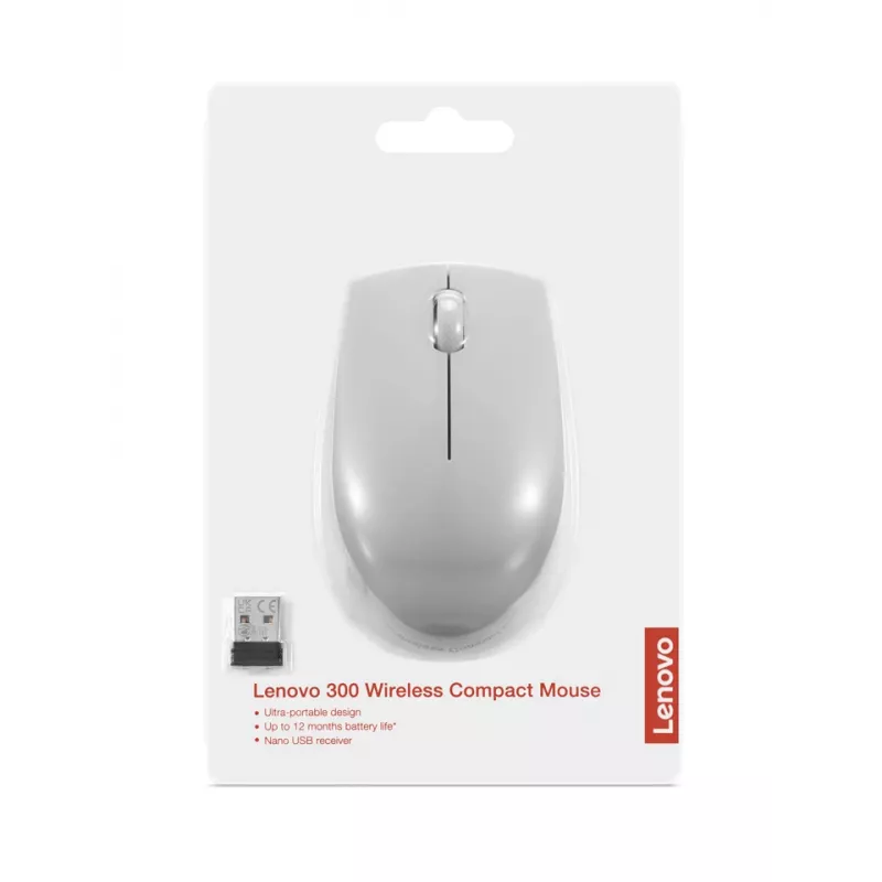 Ratón inalámbrico Lenovo Compact Arctic Grey — Ambidiestro, RF inalámbrico, 1000 DPI, 3 botones, alimentado por pilas