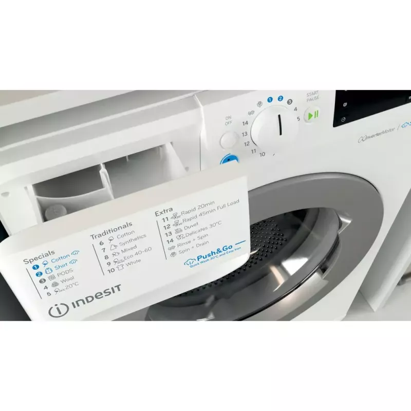 Lavadora de carga frontal Indesit BWE 91496X WSV EE — 9 kg, 1400 rpm, energía A, blanca