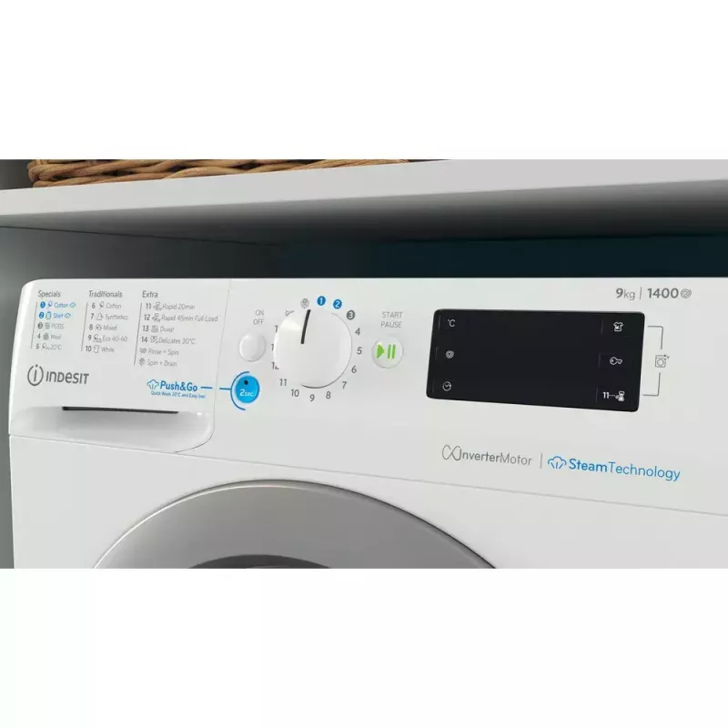 Lavadora de carga frontal Indesit BWE 91496X WSV EE — 9 kg, 1400 rpm, energía A, blanca