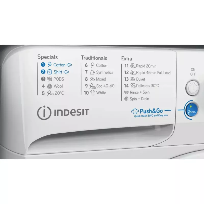 Lavadora de carga frontal Indesit BWE 91496X WSV EE — 9 kg, 1400 rpm, energía A, blanca
