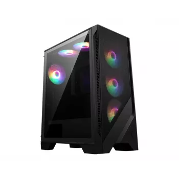 Caja de PC MSI MAG FORGE 120A AIRFLOW Semitorre — Negra, cristal templado, malla, 3 ventiladores frontales de 120 mm, 2 ventiladores superiores de 120 mm, compatible con ATX