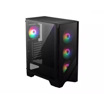 Caja de PC MSI MAG FORGE 120A AIRFLOW Semitorre — Negra, cristal templado, malla, 3 ventiladores frontales de 120 mm, 2 ventiladores superiores de 120 mm, compatible con ATX