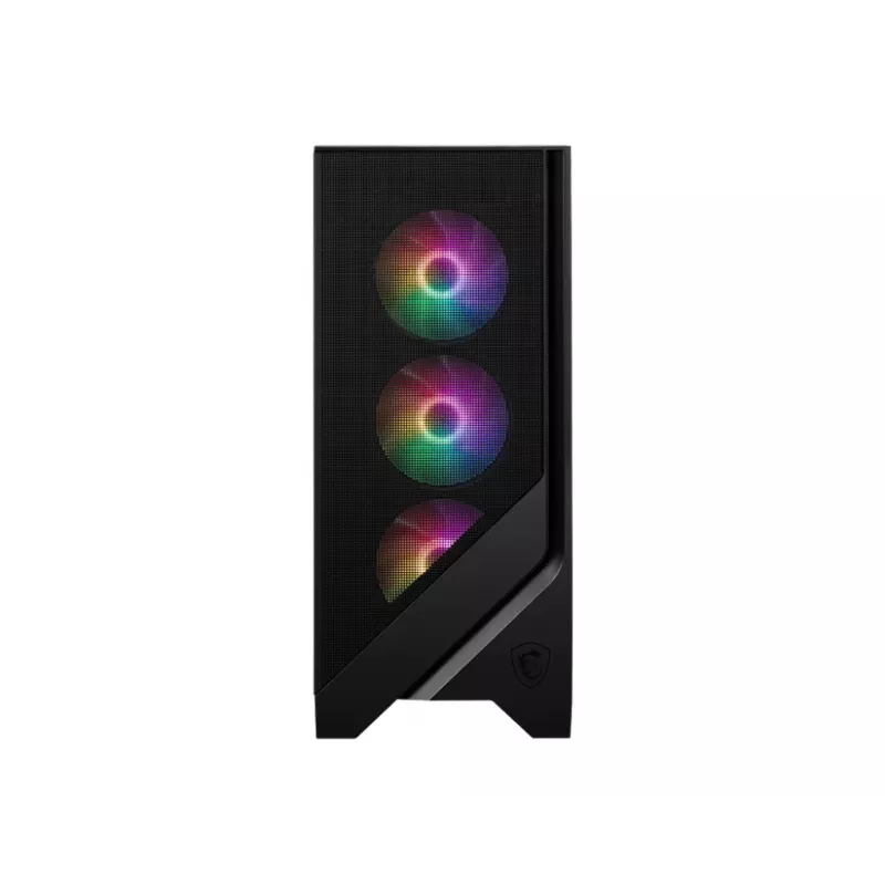 Caja de PC MSI MAG FORGE 120A AIRFLOW Semitorre — Negra, cristal templado, malla, 3 ventiladores frontales de 120 mm, 2 ventiladores superiores de 120 mm, compatible con ATX