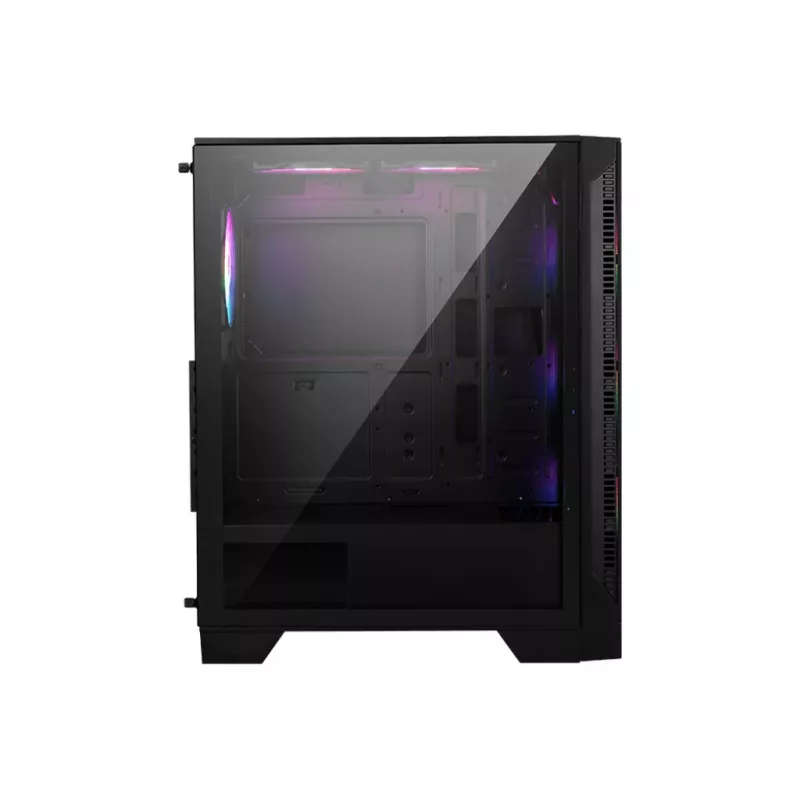 Caja de PC MSI MAG FORGE 120A AIRFLOW Semitorre — Negra, cristal templado, malla, 3 ventiladores frontales de 120 mm, 2 ventiladores superiores de 120 mm, compatible con ATX