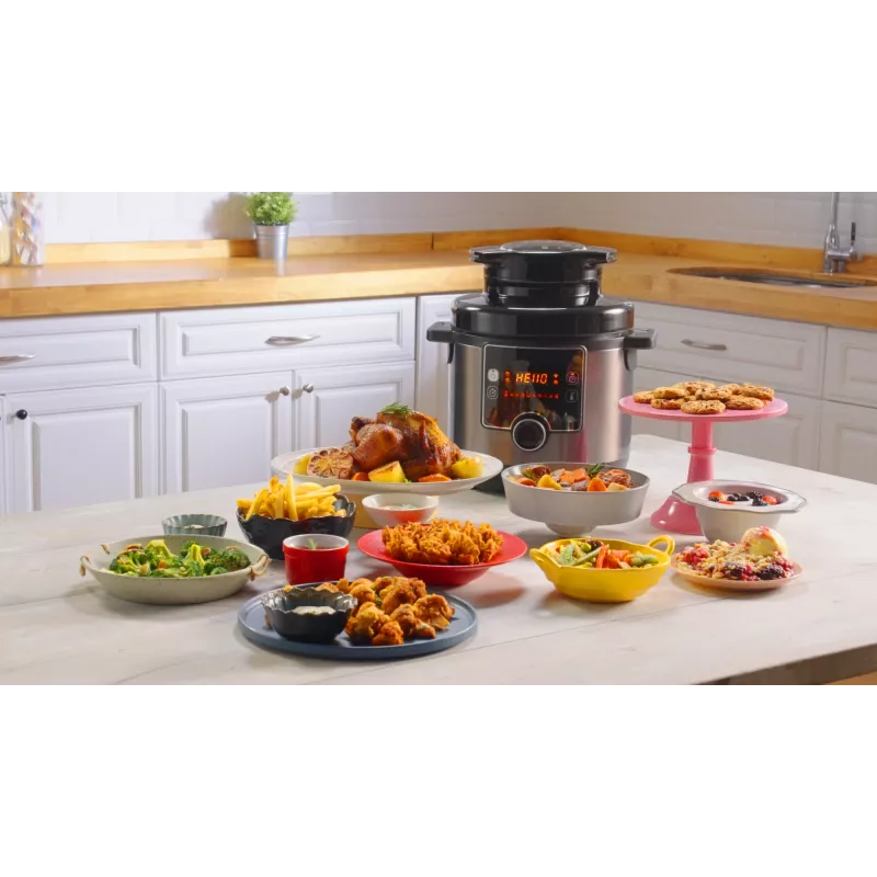 Olla multifunción y vaporera Tefal Turbo Cuisine & Fry CY7788 — 7,6 l, 1200 W, 15 programas, negra