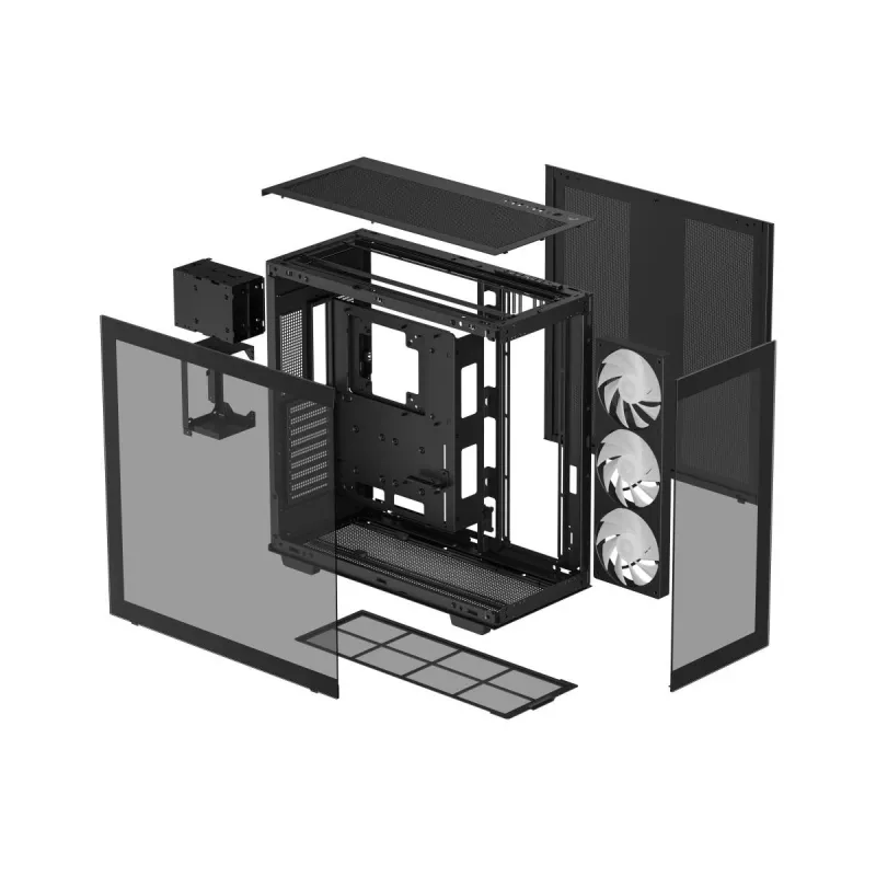 DeepCool CH780 caja Full Tower para gaming, E-ATX, ventana lateral de vidrio templado, sin fuente de alimentación, negra