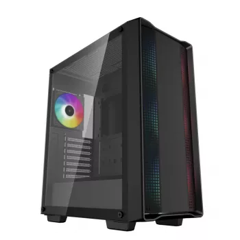 Caja para PC DeepCool CC560 ARGB V2 semitorre negra — ATX/Micro-ATX/Mini-ITX, cristal templado, aRGB, admite GPU de hasta 370 mm
